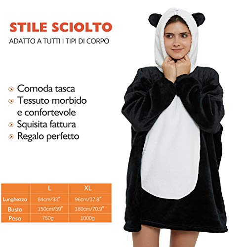 BALCONY & FALCON Manta con Capucha para Hombre y Mujer (Panda, G)