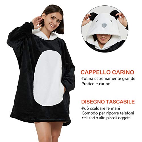 BALCONY & FALCON Manta con Capucha para Hombre y Mujer (Panda, G)