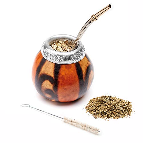 BALIBETOV Kit Mate Argentino - Set de Mate de Calabaza Natural Hecho a Mano en Argentina - con Bombilla (Sorbete) para Yerba Mate (Natural 02)