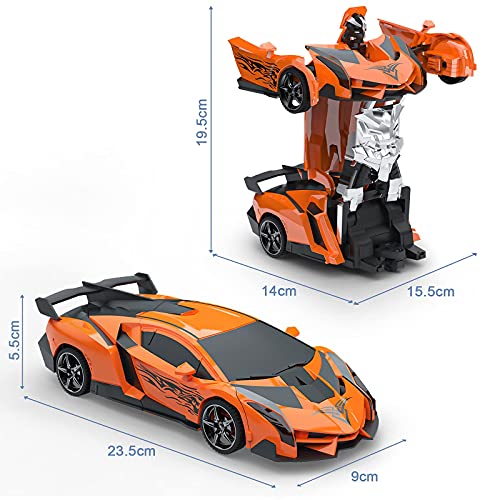 Baztoy Coches Teledirigidos, 2 in 1 Coche Robot Transformar Juguete, 2.4GHz Coche RC Robot Transformado con 360° Rotazione, Coches de Juguetes para 3-12 Años Niños, Regalo Navidad Juegos