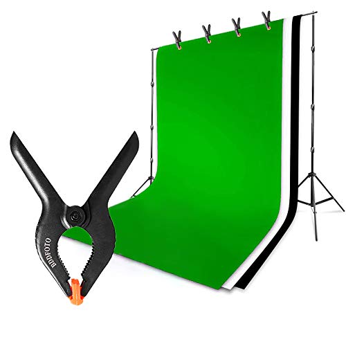 BDDFOTO Fondo Verde de Estudio fotográfico de 1,5 x 2 m con 3 Clips, Fondo Plegable de Muselina de algodón Puro para fotografía, Video y televisión