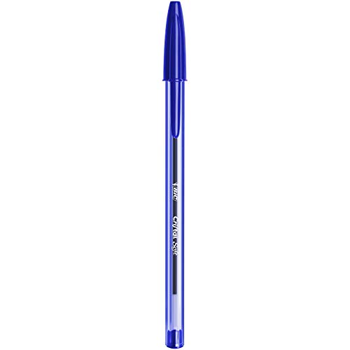 BIC Cristal Bolígrafos, Soft, Azul, Óptimo para material escolar,Punta Media (1,2mm), Material Oficina y Papelaria, Blíster de 50 Bolis