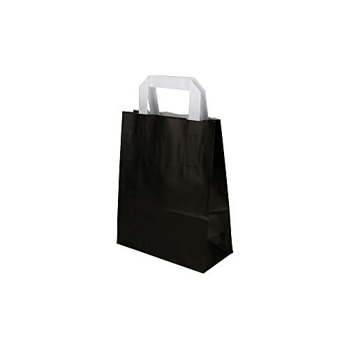 BIOZOYG Bolsas de papel con asa plana 80 g 18 + 8 x 22 cm I Bolsas de papel kraft I Bolsas de regalo grandes Give Aways Party bolsas I Bolsas de papel en bloque 25 bolsas de papel negro