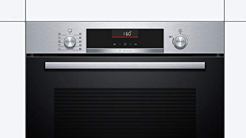 Bosch Serie 6 HBA5360S0 - Horno multifunción, 60 cm, 3400 W, Autolimpiable, 7 funciones, Bloqueo de seguridad, Acero inoxidable [Clase de eficiencia energética A], Color Acero Inox