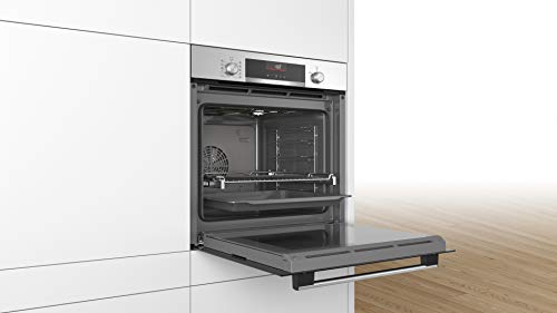 Bosch Serie 6 HBA5360S0 - Horno multifunción, 60 cm, 3400 W, Autolimpiable, 7 funciones, Bloqueo de seguridad, Acero inoxidable [Clase de eficiencia energética A], Color Acero Inox