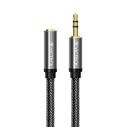 Cable Audio alargador extensión, Victeck Nylon Trenzado Jack Audio Estéreo 3,5 mm Macho a Hembra Compatible con Coche Altavoces Auriculares iPhone iPad iPod Samsung MP3 Player (1M)