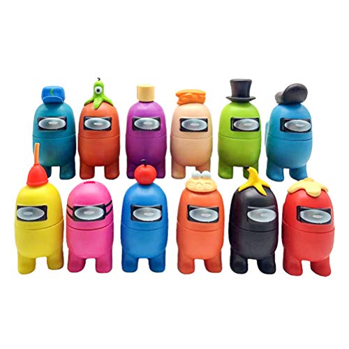 CaCaCook Among Us juguete,12 piezas Mini figuras de juego lindas colección de juguetes, muñecas extraíbles decoraciones de escritorio regalos para fanáticos de juegos chico adulto