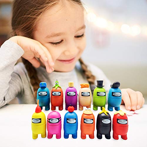 CaCaCook Among Us juguete,12 piezas Mini figuras de juego lindas colección de juguetes, muñecas extraíbles decoraciones de escritorio regalos para fanáticos de juegos chico adulto