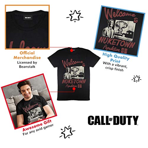 Call of Duty Guerra Fría Zombies Bienvenido a Nuketown Camiseta para Hombre Negro M | Interruptor Jugador Xbox PS4 PS5, Idea del Regalo de cumpleaños para los individuos, para el hogar o la Gimnasia