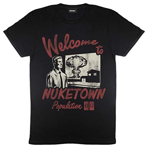 Call of Duty Guerra Fría Zombies Bienvenido a Nuketown Camiseta para Hombre Negro M | Interruptor Jugador Xbox PS4 PS5, Idea del Regalo de cumpleaños para los individuos, para el hogar o la Gimnasia