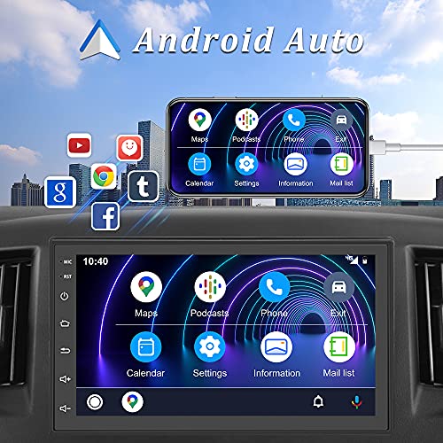 CAMECHO Android 10 Radio Coche GPS con Carplay y Android Auto 7 Pulgadas Pantalla táctil Radio Bluetooth Coche con WiFi FM Car Stereo+Cámara Trasera+ Micrófono Externo +Doble USB