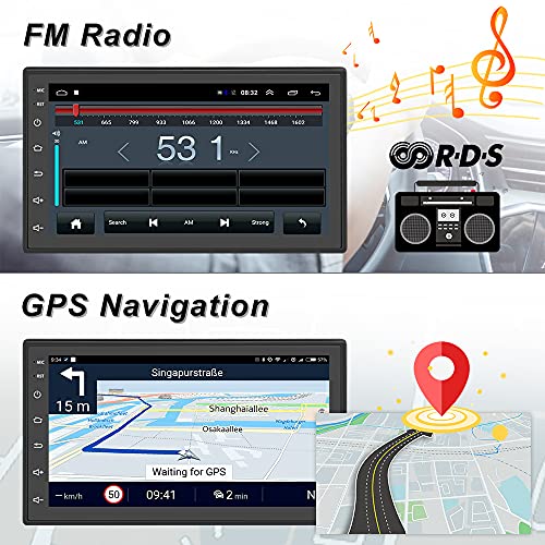 CAMECHO Android 10 Radio Coche GPS con Carplay y Android Auto 7 Pulgadas Pantalla táctil Radio Bluetooth Coche con WiFi FM Car Stereo+Cámara Trasera+ Micrófono Externo +Doble USB