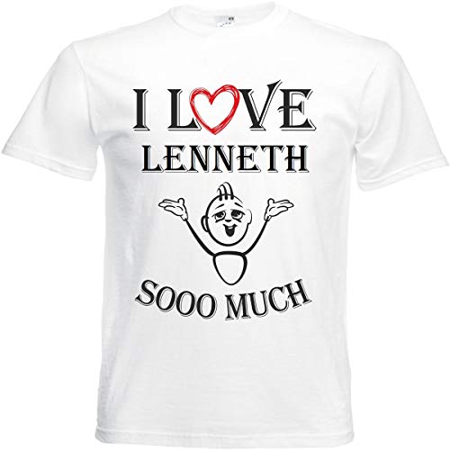 Camiseta I Love Lenneth para mujer, hombre y niños en color blanco. Blanco L