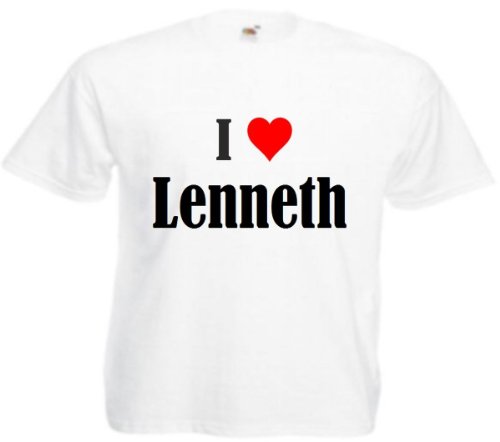 Camiseta I Love Lenneth para mujer, hombre y niños en los colores negro, blanco y rosa. Blanco XXXL