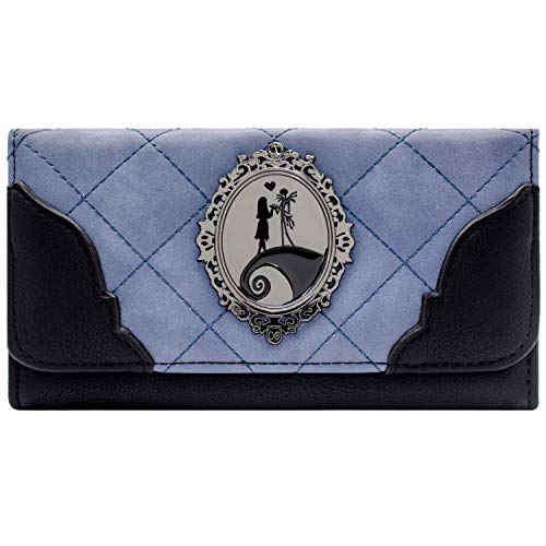 Cartera de Nightmare Before Christmas Jack & Sally tomados de la Mano Distintivo Lila