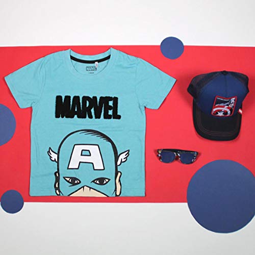 CERDÁ LIFE'S LITTLE MOMENTS Camiseta Capitán América Niño-Licencia Oficial Marvel, Azul, 8 años para Niños