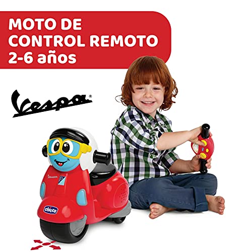 Chicco Vespa Primavera, Moto Teledirigida para Niños con Control Remoto Intuitivo en Forma de Manillar, Motocicleta Radiocontrol con Sonido de Bocina y Motor – Juguete para Niños y Niñas de 2 a 6 Años