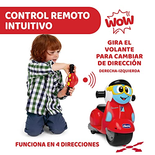 Chicco Vespa Primavera, Moto Teledirigida para Niños con Control Remoto Intuitivo en Forma de Manillar, Motocicleta Radiocontrol con Sonido de Bocina y Motor – Juguete para Niños y Niñas de 2 a 6 Años