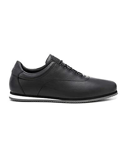 Crashers | Zapatos Casual de Hombre | Onyx Black Leather | Zapato de Piel | Plantilla de Gel Extraible | Cómodo | Transpirable | 46 EU