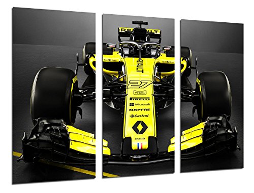 Cuadros Cámara Cuadro Fotográfico Formula 1 Coches, Renault R.S.18, Renault F12018, Carlos Sainz, Nico Hulkenberg, Multicolor, 97 x 62 cm XXL