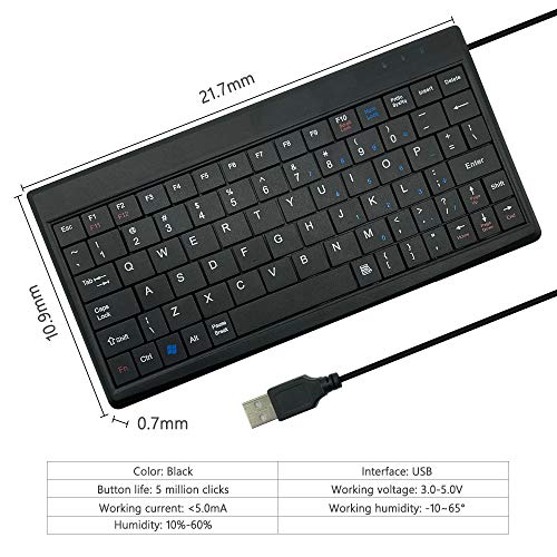 CUQI Mini Teclado USB, Mini Teclado para Juegos DIY Experiment, Interfaz USB para TV Box, Windows PC, Raspberry Pi, Windows 10/8/7, PS3, PS4 (Negro)