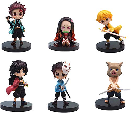 CYSJ Demon Slayer Cupcake Topper 6Pcs Figuras de acción Decoración de Tartas Figuras Decoración para Tarta de cumpleaños de Anime de Dibujos Animados del Fiesta Suministros