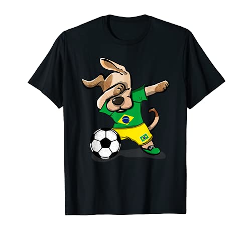 Dabbing Dog Fútbol de Brasil Fútbol de bandera brasileña Camiseta