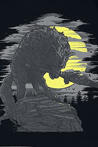 Dark Souls Great Grey Wolf Hombre Camiseta Negro XL, 100% algodón, Regular