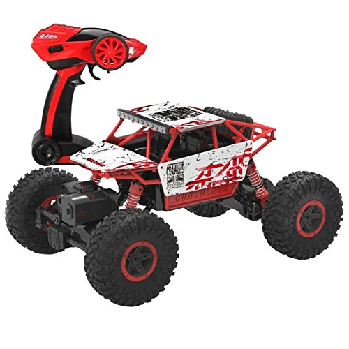 deAO RC Coche TodoTerreno Rock Crawler 4x4 a Control Remoto - 1:18 Rastreador de Roca 2.4GHz Sync System modo Multi Jugador (Rojo) , color/modelo surtido