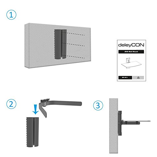 deleyCON Multimedia Estante de Pared Estante de Cristal para DVD Reproductor Blu-Ray Receptor Hi-Fi Consolas de Juego Soporte de Pared