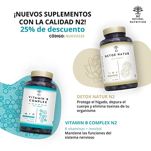 DETOX. Potente Fórmula Natural. Té Verde, Diente de León, Guaraná, Papaya. 10 Plantas Naturales de Rápida Absorción y Eficiencia. Activación y Equilibrio. 500ml. VEGANO. CE. N2 Natural Nutrition