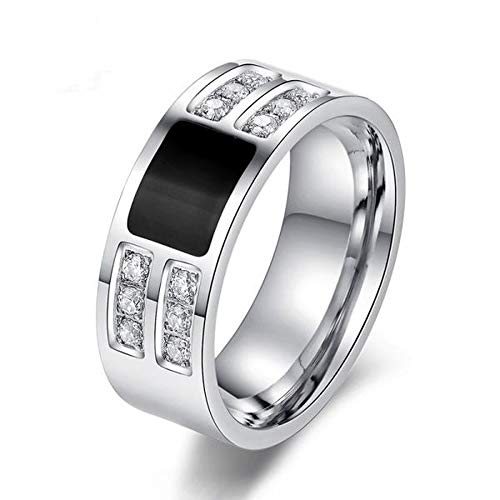 Dividiamonds Juego de anillos de plata de ley 925 de 2 quilates con corte princesa de diamante de imitación chapado en oro blanco de 14 quilates para bodas y para él