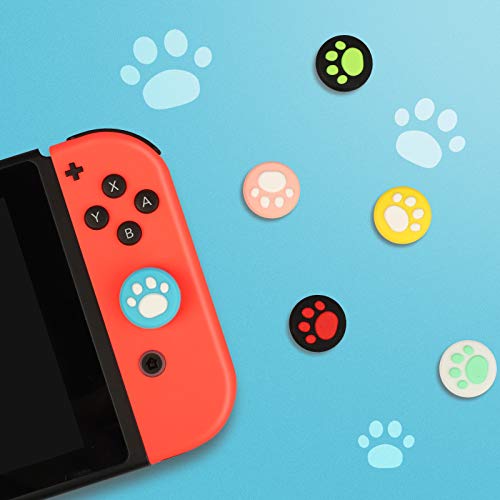 EEEKit 40 Piezas Tapas de Agarre para el Pulgar Compatible con Nintendo Switch y Switch Lite, Cubierta Protectora de Botones de Silicona Diseño de Pata de Gato Joy-con Controlador