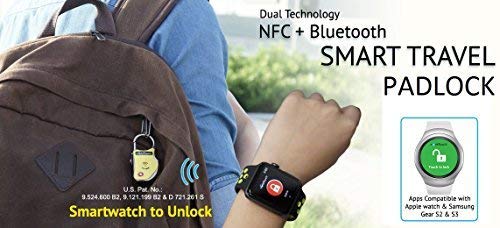 eGeeTouch Candado de viaje inteligente con tecnologías de acceso Dual patentadas (NFC + BT), seguimiento de cerca, etc., Color negro, negro, 1