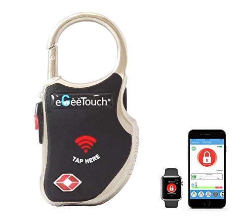 eGeeTouch Candado de viaje inteligente con tecnologías de acceso Dual patentadas (NFC + BT), seguimiento de cerca, etc., Color negro, negro, 1