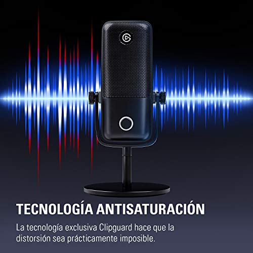 Elgato Wave:1 - Micrófono condensador USB prémium para streaming, podcasts, grabación, juegos, oficina en casa y videoconferencia, plug n play con software mezclador digital para Mac y PC