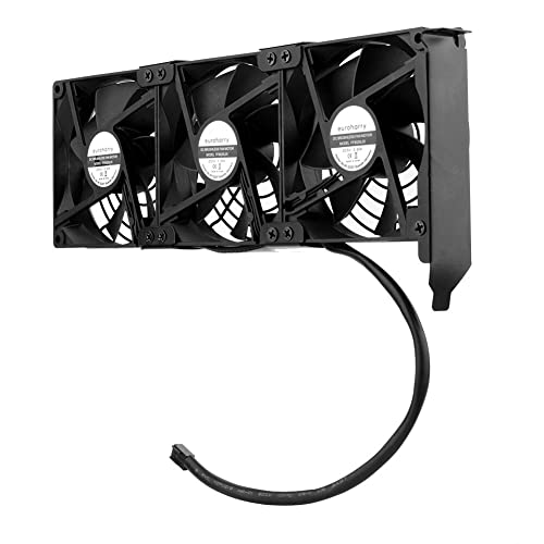 euroharry Ventilador de tarjeta gráfica 3 x 92 mm -Ventilador de alto flujo de aire, -Enfriador de soporte PCI- Ventilador de GPU, admite 5V, 7V, 12V, admite placa base de soporte