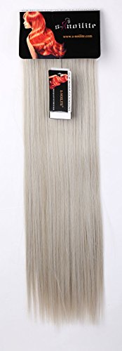 Extensiones de Cabello Natural Clip in Extensions Cabeza llena 8 Piezas 18 Clips Sintético Resistente al Calor Pedazo de Cabello Recto 66cm Rubio ceniza mix gris-plata