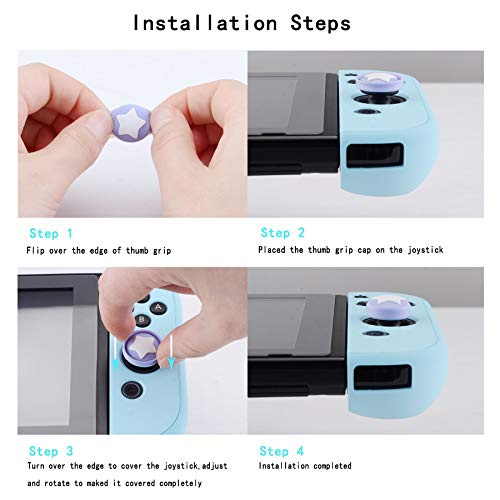 eXtremeRate PlayVital Agarres para el Pulgar para Nintendo Switch Joy-con Lite Tapas de Joystick con Diseño de Estrella Thumb Grips de Silicona Tapas de Pulgar para Switch Lite joycons(Azul+Verde)