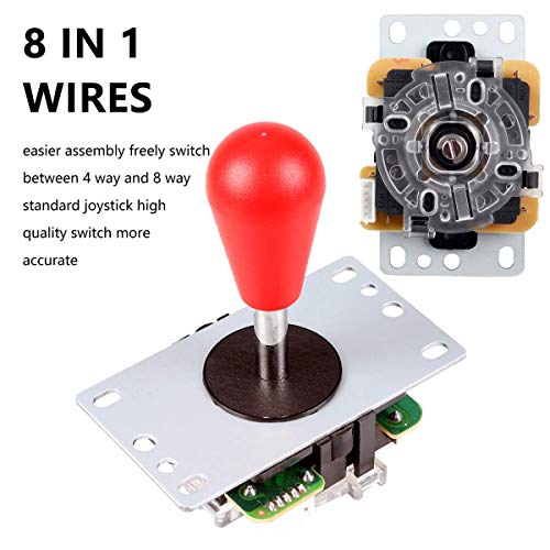 Fosiya 2 Jugadores Kit Arcade Ellipse Oval Style 8 Ways Bat Joystick + 20 Botones LED Arcade para 2 Jugadores Controladores de Videojuegos Todos Windows PC MAME Raspberry Pi 3 4 (Colores Mezclados)