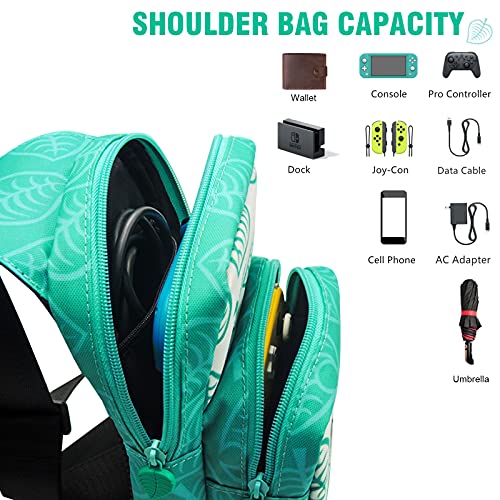 Funda para Nintendo Switch - LYCEBELL Bolsa para Switch JoyCon Grip, Mochila de almacenamiento de Bolsa de hombro para Switch Consola, Pro Controller y Otros Acccesorios - Verde