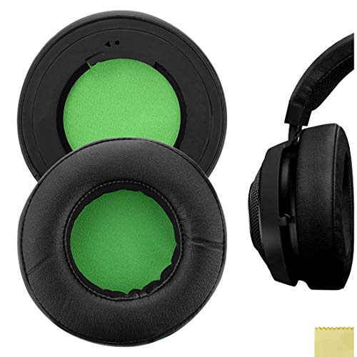 Geekria QuickFit Almohadillas de proteína para Razer Kraken 7.1 Chroma V2 USB Gaming Auriculares/Auriculares, reemplazo de almohadillas de oído Chroma V2 para auriculares o orejas (negro/verde)