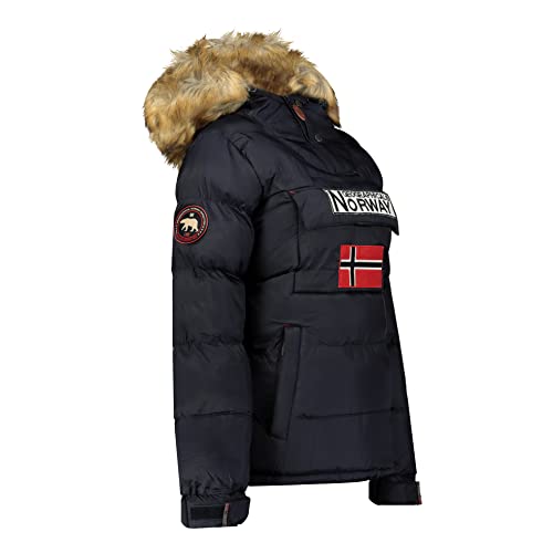 Geographical Norway BELANCOLIE Lady - Parka de Mujer cálida - Abrigo Capucha de Piel sintética - Chaqueta Invierno Acolchada - Chaqueta Corta Forro cálido - Regalo de Mujer (Azul Marino XXL) Talla 5