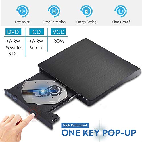 Grabadora DVD/CD Externa, iAmotus Unidades CD/DVD Externas USB 3.0 DVD Lector Grabadora Ultra Slim Portátil CD DVD /-RW ROM Drive Player para Windows Mac OS Laptop y Otros Sistemas - Negro