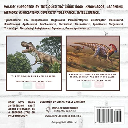 Herbivore And Carnivore Dinosaurs True Or False Guessing Game Book For Kids: Many Interesting Facts About Prehistoric Life And Animals | Paleontology For Children