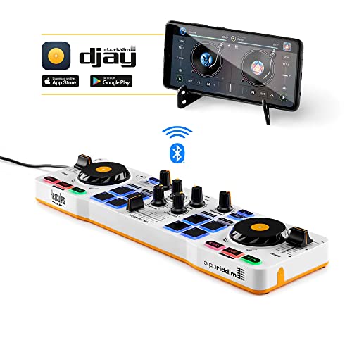 Hercules DJControl Mix – Controladora de DJ Inalámbrica Bluetooth para Smartphones (iOS y Android), aplicación djay, 2 decks