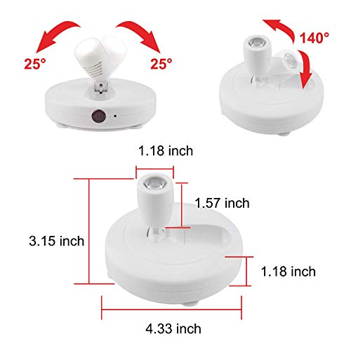 HONWELL Focos LED Para Techo,Luces de Pantalla Inalámbricas Pilas Aplique Pared con Control Remoto,Blanca Cálida 3000K,Giratorios de 180 ° ,Luz Focos Para Pintar,Armario,Pasillo -Blanco(2 Piezas)