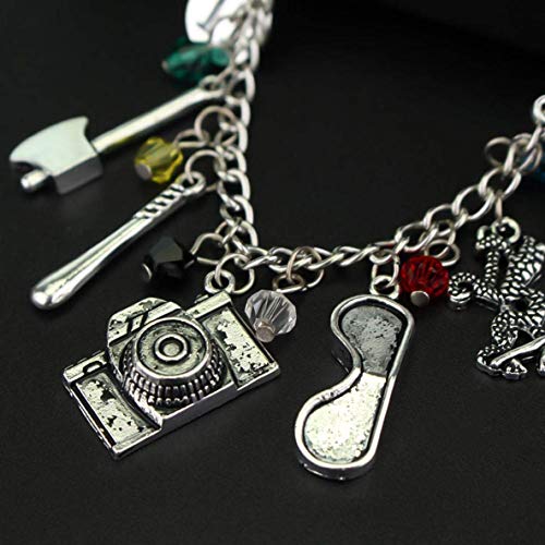 htrdjhrjy Dyudyrujdtry Stranger Cosas Tema Colección 10 Logo Charms Langosta Cierre Joyería Brazalete para Cumpleaños, Día de San Valentín, Aniversario