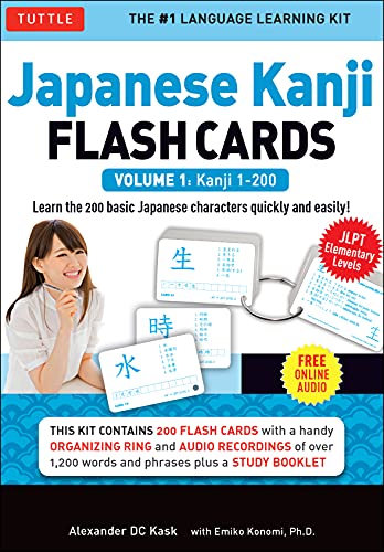 Japanese Kanji Flash Cards Kit vol 1 /anglais: Kanji 1-200: JLPT Beginning Level: Learn 200 Japanese Characters Including Native Speaker Audio, Sample Sentences & Compound Words: Volume 1