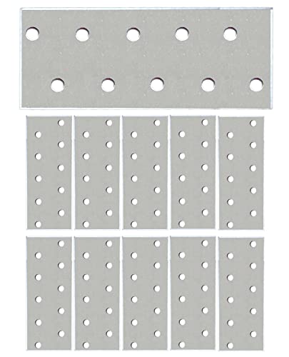 Juego de 10 unidades de 100 x 40 x 2 mm Planas de conexión perforadas para reparación de unión de madera, conectores galvanizados